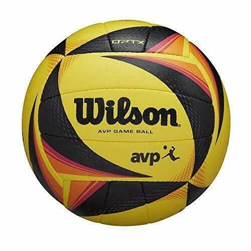 Wilson AVP Game Ball Official Size Beach Volleyball – Yellow/Black – 9.88 oz