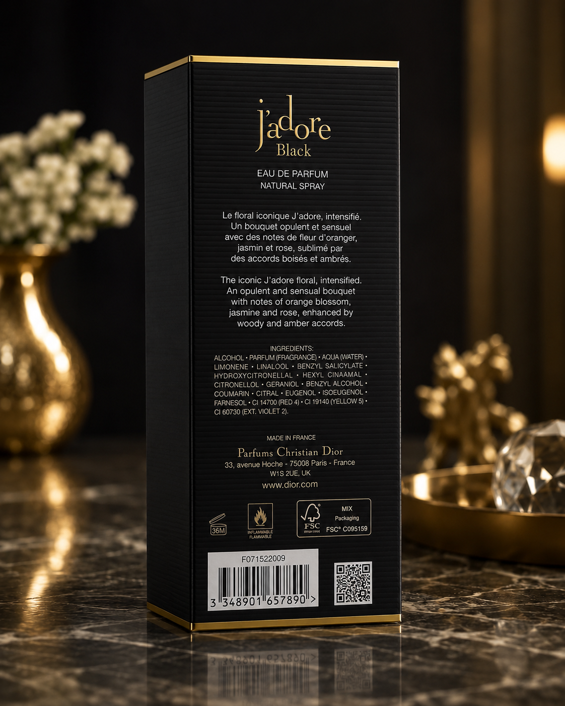 Christian Dior J'adore Black Eau De Parfum Natural Spray for Women 100ml (3.4 fl oz)