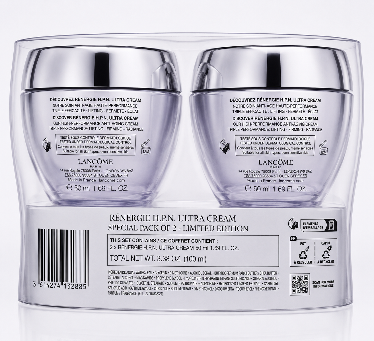 Lancôme Rénergie H.P.N. Ultra Cream Anti-Aging Face Moisturizer Special Pack of 2 – 2 x 1.69 oz (50 ml)