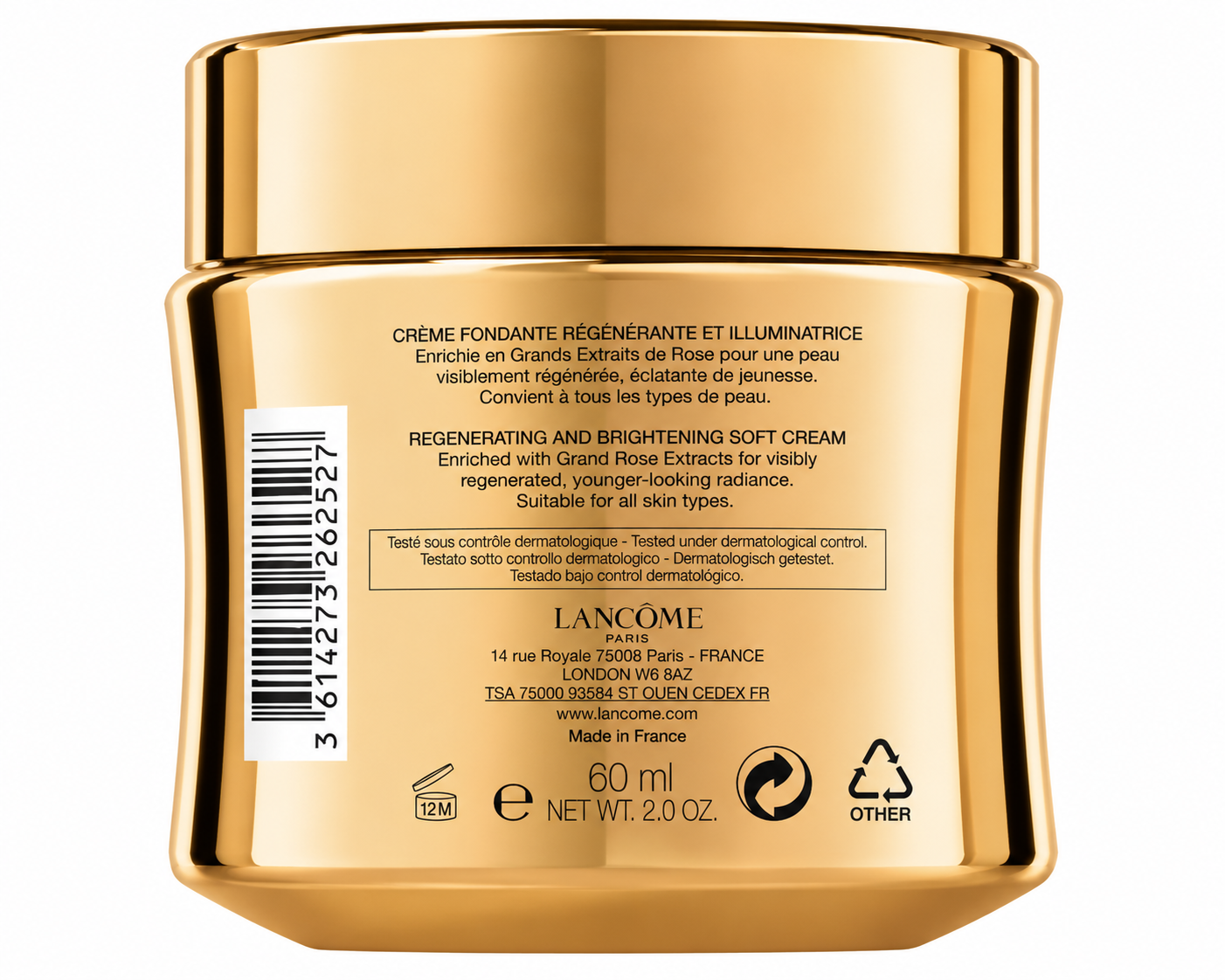 Lancome Absolue Creme Fondante Soft Cream with Grand Rose Extracts Regenerating Brightening Face Cream 2.0 oz