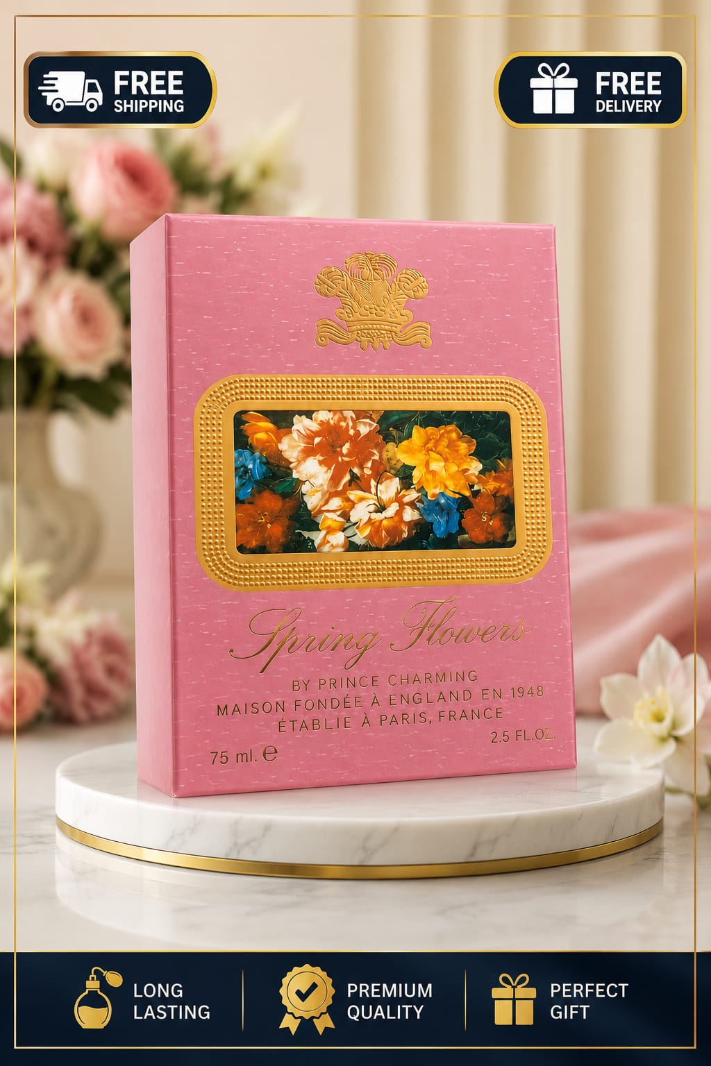 Prince Charming Spring Flowers Eau De Parfum for Women – 75ml (2.5 FL.OZ.)